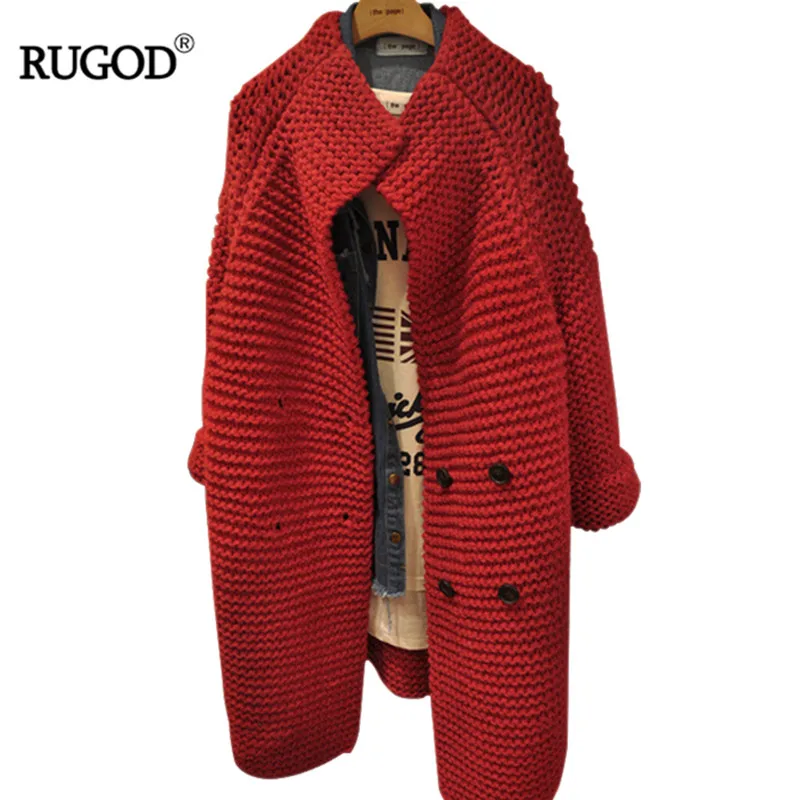 

RUGOD 2021 Autumn Winter Korean All-purpose Casual Button Twist Long Knitted Sweater Women Fashion And Elegant Cardigans Sweater