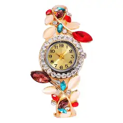 Модные часы для женщин разноцветные камни кристалл алмаза часы полый браслет кварцевые наручные часы Relogio Feminino
