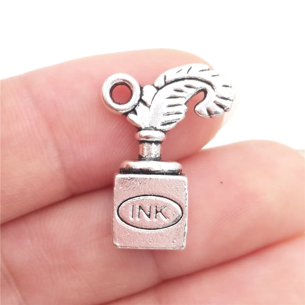 

BULK 30pcs Wholesale Lots Antique Silver Plated 3D Quill and Ink Charms Pendants DIY Jewelry Making Findings 15*20mm 3.3g
