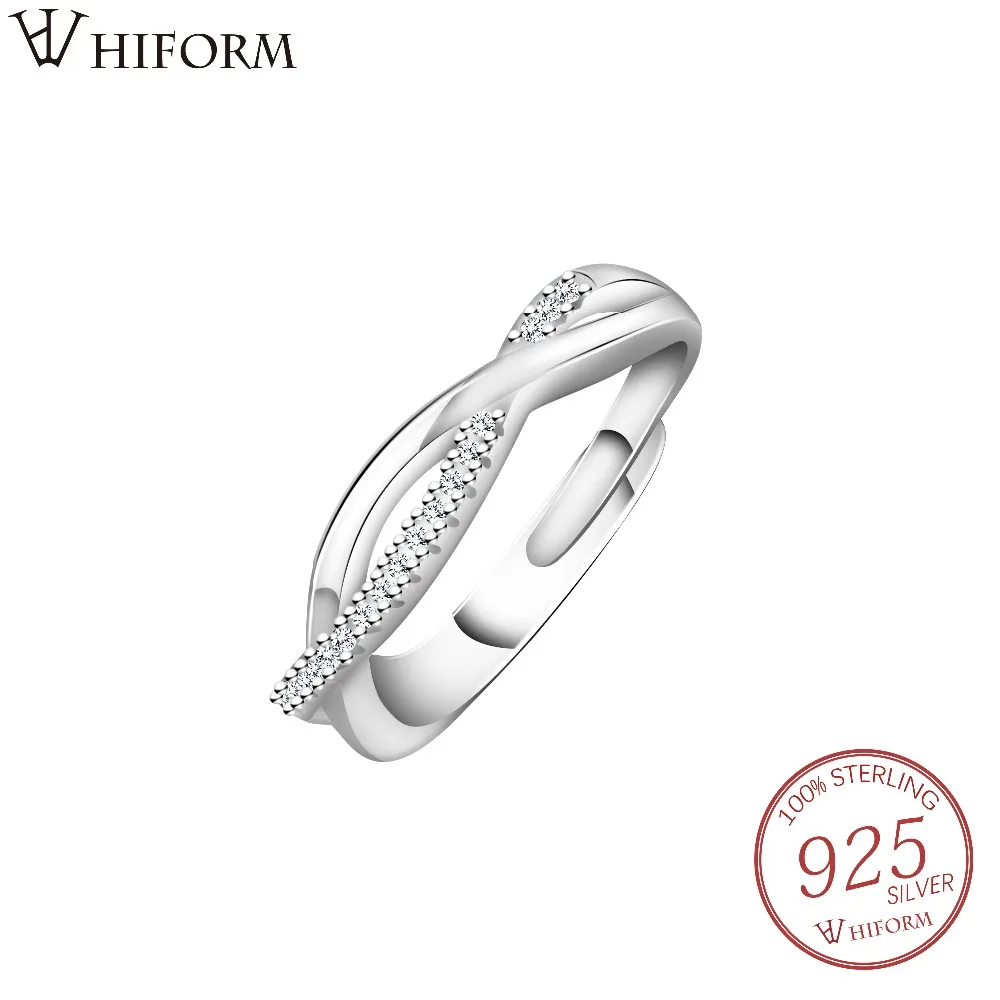 

HIFORM NEW 925 Sterling Silver Geometric Cubic Zircon Rings Adjustable for Women Fashion rings Jewelry