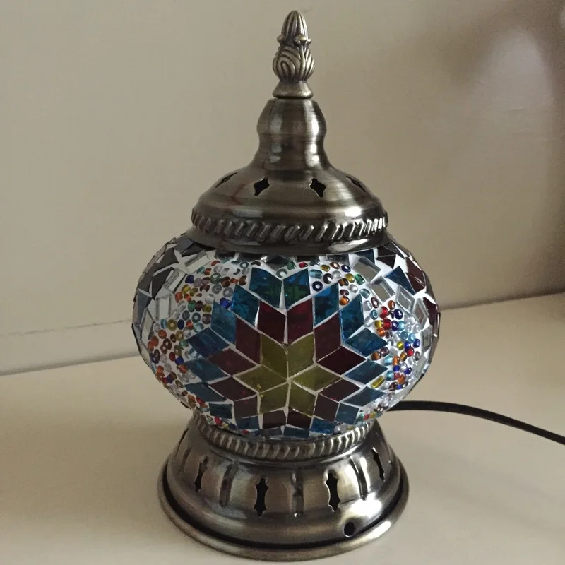 Lâmpadas para Casamento Sala de Estar Turco Mosaico Deco Quarto Candeeiros Mesa Artesanal Abajur Vidro Lâmpada 5 sala de estar turco mosaico candeeiros mesa