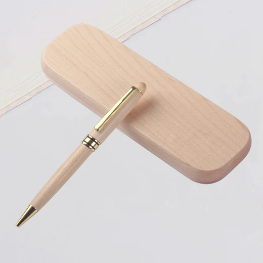 Shichen A036 Yes novelty wooden design ballpoint pen with wood box 0.7mm&1.0mm nib. school office business wrinting pen - Цвет: Светло-желтый