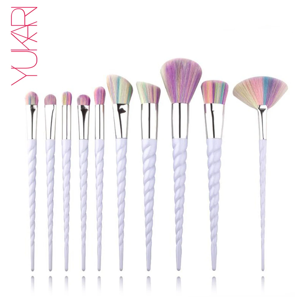 

YUKARI 5/10PCS Diamond Makeup Brush Rainbow Hair Cosmetic Foundation kwaste Eyeshadow Blusher Powder Blending Makeup Brushes Set