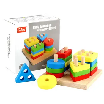 

LeadingStar Kids Education Toys 4 sets of Columns with Geometric Shapes Building Blocks