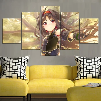 

5 Piece Sword Art Online Figure Yuuki Asuna Anime Poster Wall Art Picture Home Decor Wall Sticker Artwork Painting for Wall Gift