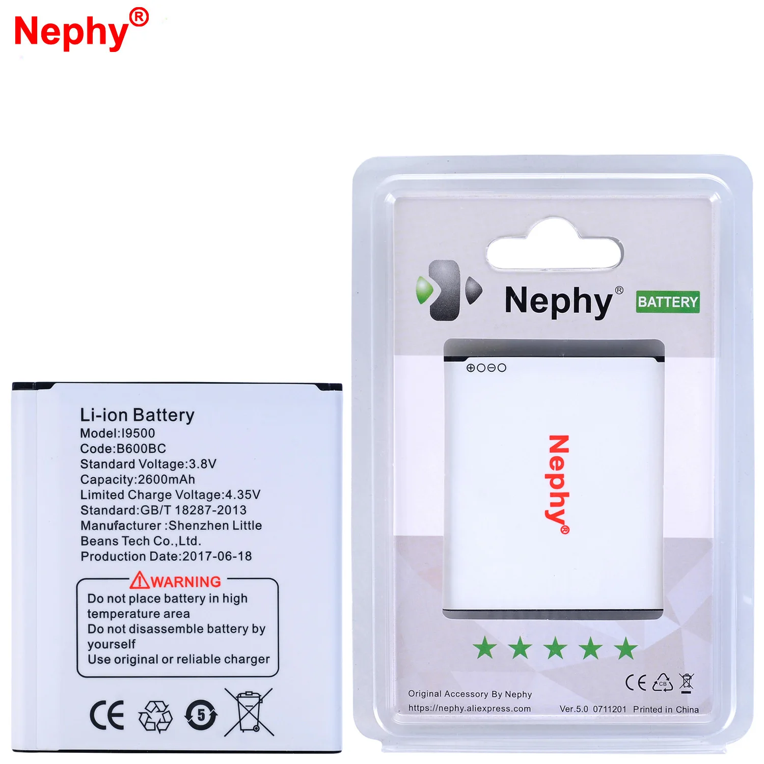 

2019 Nephy Original Battery For Samsung Galaxy S4 S 4 I9500 I9505 Grand 2 G7102 G7105 i9152 i9150 E300S E470S 2600mAh
