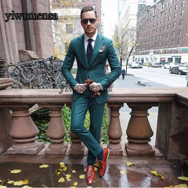 Us 8316 46 Offy510 Costume Mariage Homme Hunter Green Slim Fit Mens Suit Two Pieces Wedding Tuxedos Custom Made Groom Formal Suits 2018 In Suits