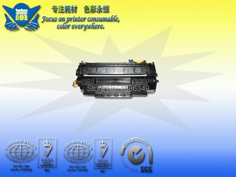 

black compatible toner cartridge q7553x 53x replacement for HP Laserjet P2014 P2015 printer (2pcs/lot)