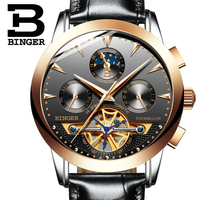 2017 Switzerland luxury men s watch BINGER brand Mechanical Wristwatches Wristwatches sapphire full stainless steel B1188