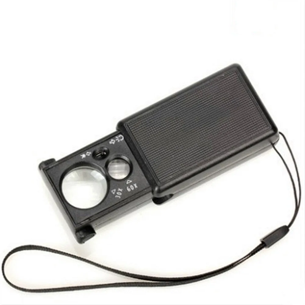 

1 PC Handheld Pull Type 30x 60x Illuminated Magnifier Twin Mirror With 2 LED ABS Body Optical Reading Magnifying Glass Jewelry