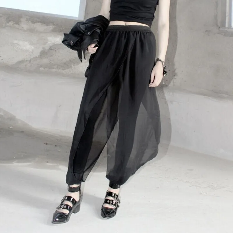 New summer fashion womens Europe double gauze slim long pants Female