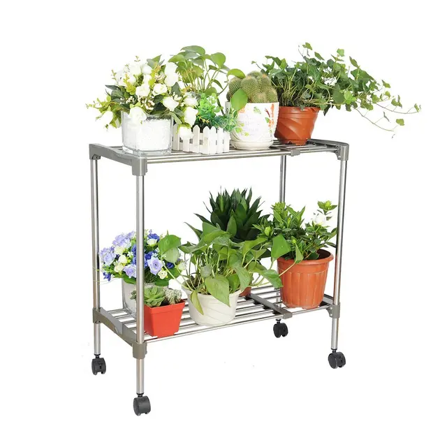 2 Tier Plant Stand Metal Shelves Flower Pot Display Planter 2 Tier Plant Stand Metal Shelves Flower Pot Display Planter Indoor Outdoor Garden Holder Dq5024