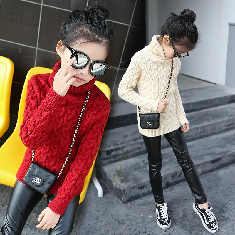 

Turtleneck Sweater For Girls Teenagers Baby Girl 4 5 6 7 8 9 10 11 12 13 Years Warm Knitted Kids Teens Sweater Children Clothing