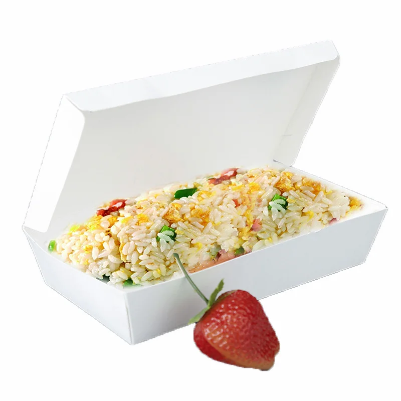 

Disposable Takeaway Box White Card Paper Fast Food Tray Bio-degradable Takeout Dinner Tool Eco-friendly Food Container 10pcs