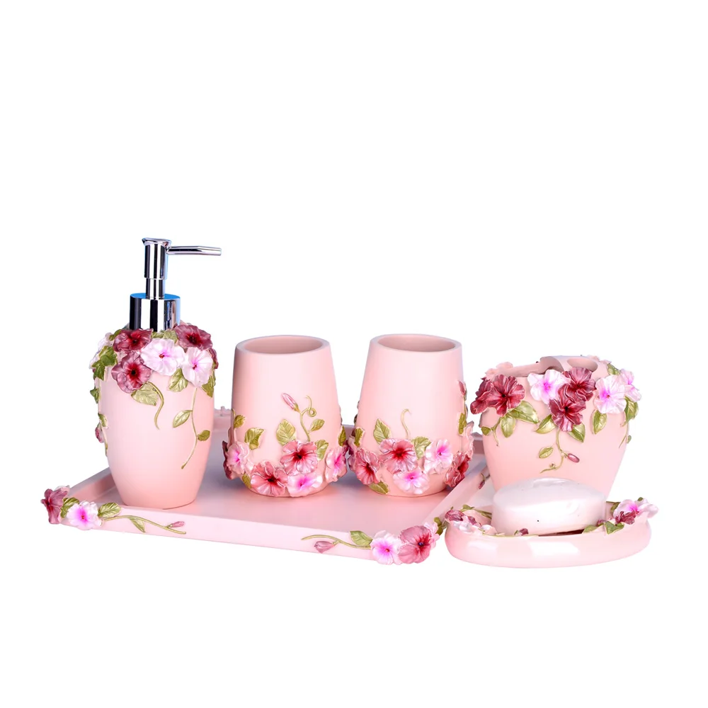 

2016 Bathroom Set New Toothbrush Holder The European Garden Resin Bathroom Suite Five Piece Wash Gargle Cup Housewarming Gift