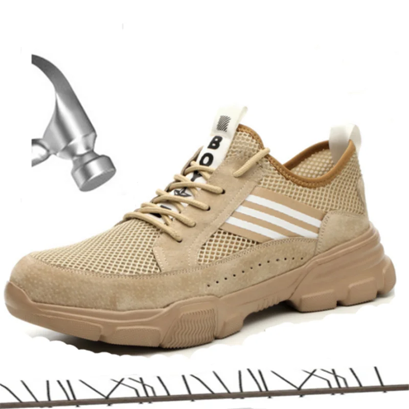 

Classic Retro Designer Boots Men Steel Toe Cap Lightweight Breathable Safety Shoes Summer Unisex Genuine Leather Work Shoes Men