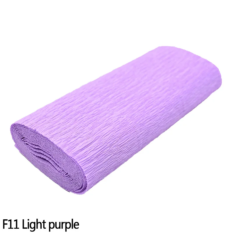 250cm*10/15/25/50 cm Crinkled Crepe Paper Gifts Flower Wrapping Wedding Festive Party Decoration DIY Fold Scrapbooking Crafts - Color: F11 Light purple