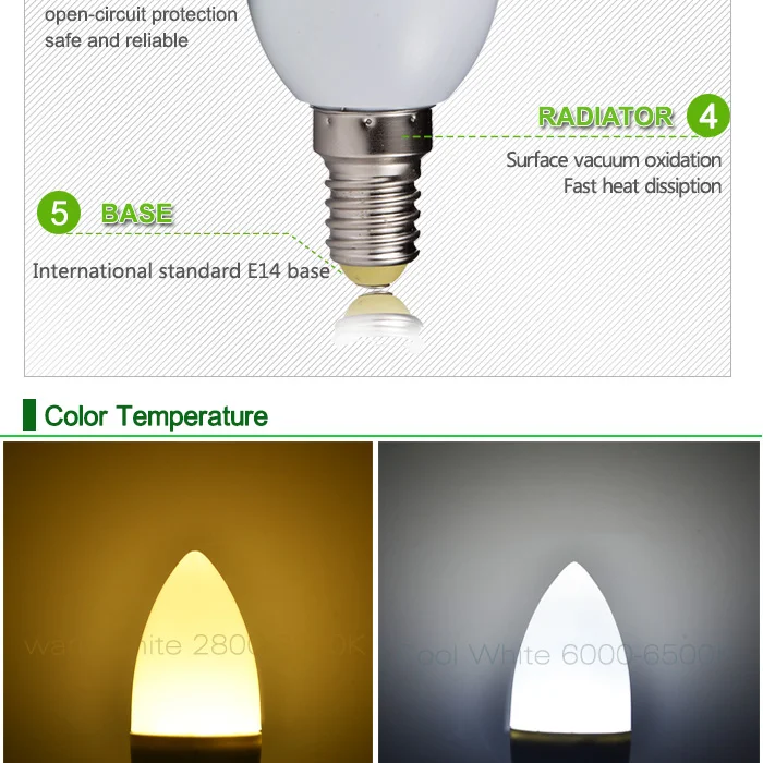 E14 Светодиодный светильник 220 в 240 в 3 Вт Светодиодный светильник s Холодный/теплый белый Интеллектуальный IC драйвер кристаллический светильник C37 светодиодный светильник в форме свечи