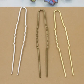 

20pcs/lot 75*1.2mm Copper Gold/Silver Color U Shape Hair Sticks Hairpins Barrettes for Wedding Hair Jewelry Accessories