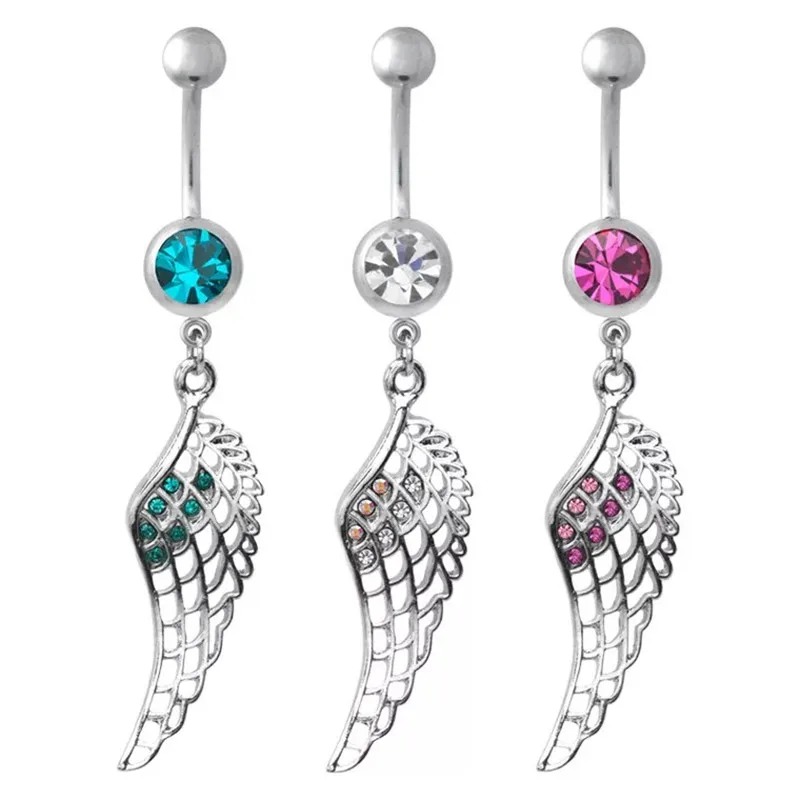 New Fashion Style Redblue Wings Surgical Steel Navel Ring Women Sex 