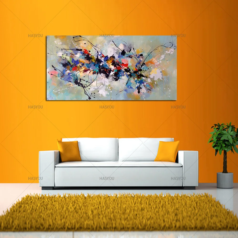Kaufen Beste Neue Bild Malerei Abstrakte Ölgemälde auf Leinwand 100% Handgemachte Bunte Leinwand Kunst Moderne Kunst für Home Wand Decor