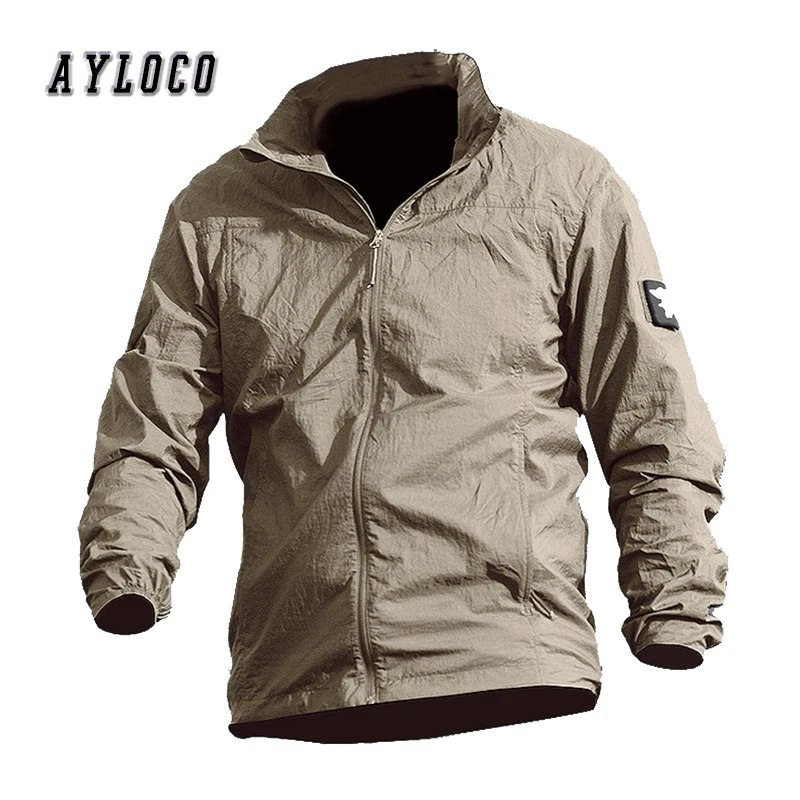 

New Summer Thin Hooded Windbreaker Fast Dry Sun UV Protection Army Military Jacket Men Single Layer Tactical Clothes