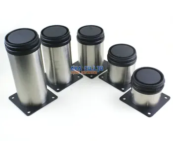 

4 Pieces 60mm Adjustable Stainless Steel Round Furniture Cabinet Leg Cupboard Table Feet