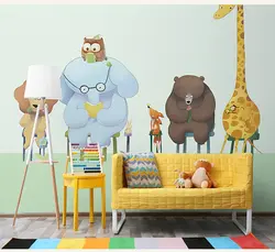 Мультфильм Лес животных Обои фреска 3d стены Фото Фреска для детей Детская комната диван фон 3d Лев обои декоративные