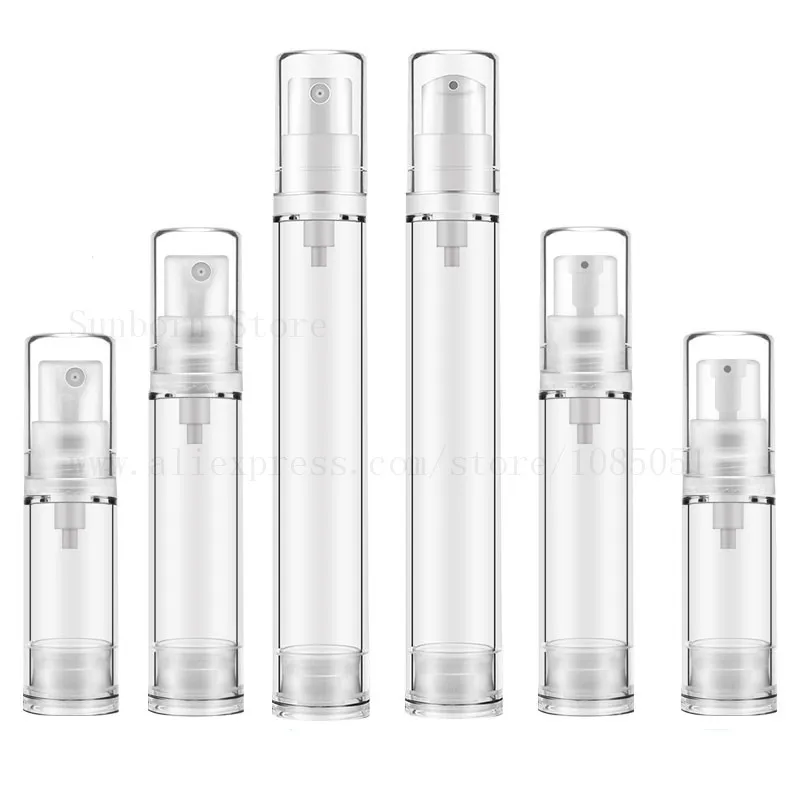 

2pcs Empty Airless Vacuum Pump Bottle Refillable Plastic Cream Lotion Bottle Travel Bottles 5/10/12/15ml Liquid Container