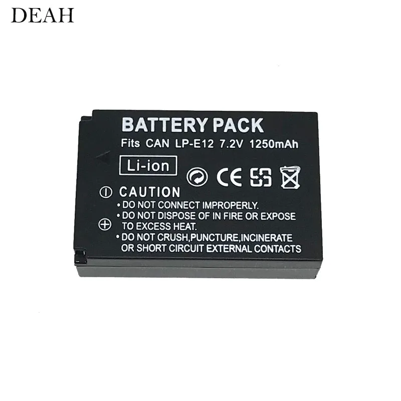 

1Pcs 1250mAh high capacity LP-E12 LPE12 LP E12 Camera Batteries For EOX-M M2 M10 M50 M100 100D Kiss X7 SX70 Rebel SL1 DSLR