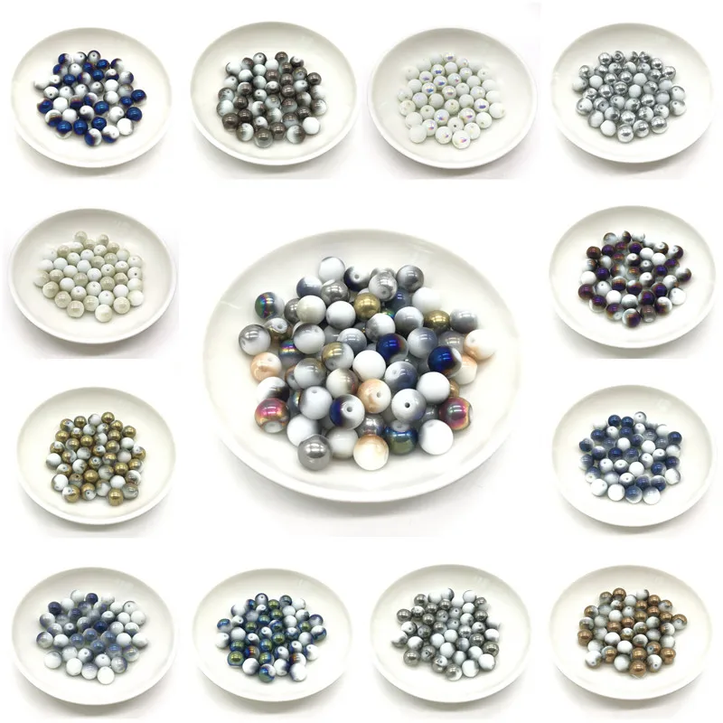 

4/6/8/10mm Glass Beads Round Loose Spacer Electroplate Beads For Jewelry Making DIY Bracelet Necklace