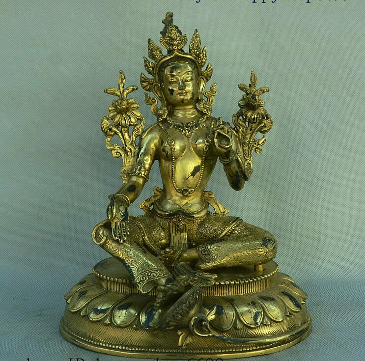 

China Buddhism Temple Bronze Gilt Mahayana Buddhism enlightenment Goddess Statue