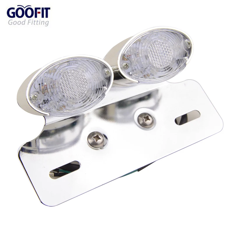 

GOOFIT Chrome Motorcycle Brake Tail Light With Integrated INTEGRATED Turn Signals J065-867