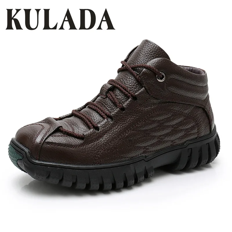 Comprar KULADA botas calientes para Hombre Botas de invierno de cuero genuino súper cálidas para Hombre Zapatos de invierno para Hombre botas militares de piel para Hombre Zapatos para Hombre
