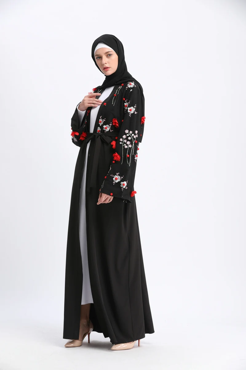 black caftan double layered abaya | embroidered abaya | printed abaya online pakistan