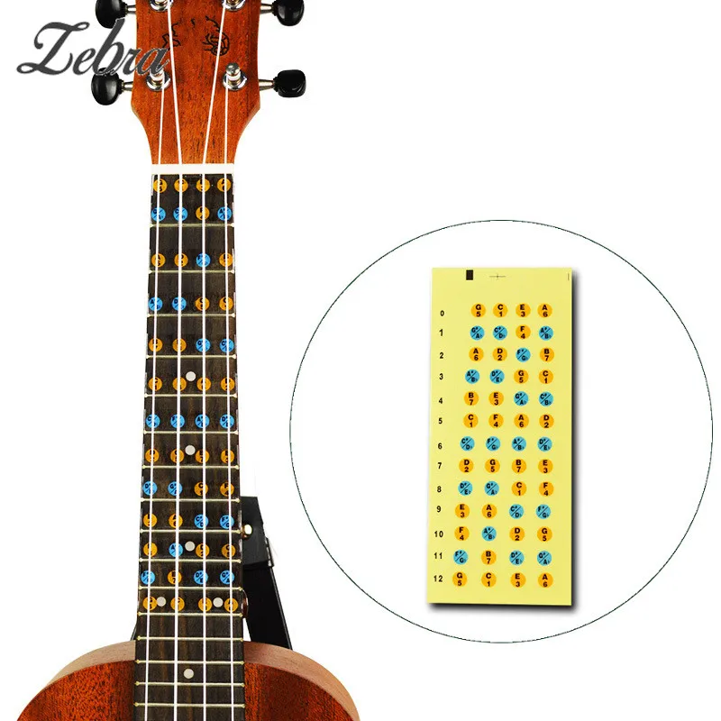 

Self-adhesive Ukulele Fretboard Notes scale Map Labels Sticker Reusable Fingerboard Fret Decals for Beginner Learner Practice