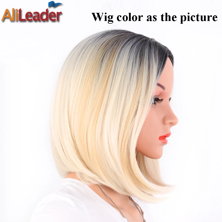 AliLeader продукт 14 дюймов темные корни Омбре Бургундия коричневый фиолетовый парик Синтетический термостойкие волокна короткие Bobs парики для женщин - Цвет: P1B/613