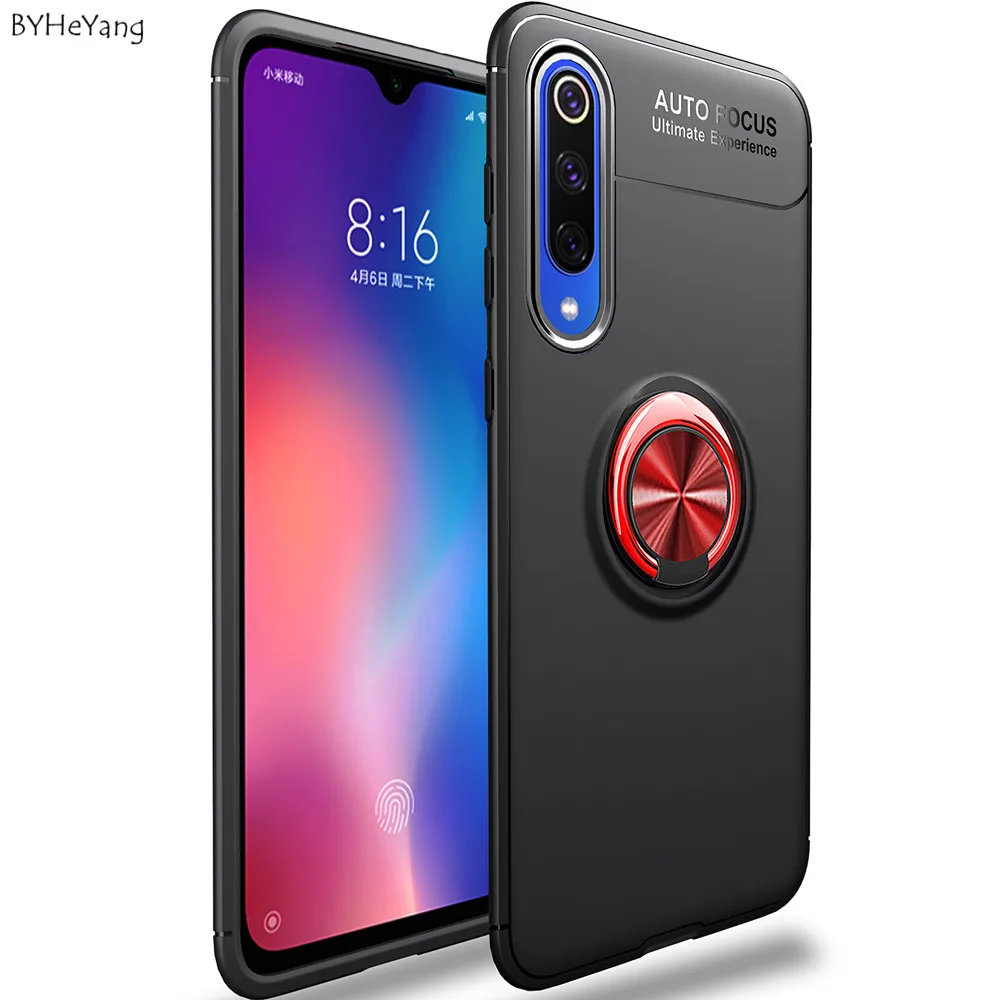 Для Xiaomi mi 9 SE чехол металлическое кольцо кронштейн заднюю крышку для Xiaomi mi 9 SE чехол для телефона на mi 9 se mi 9se держатель мягкий, роскошный, из ТПУ чехол