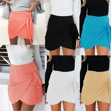 Для женщин летние повязная юбка пикантные женские Повседневное пляжные вечерние короткая юбка Клубная одежда