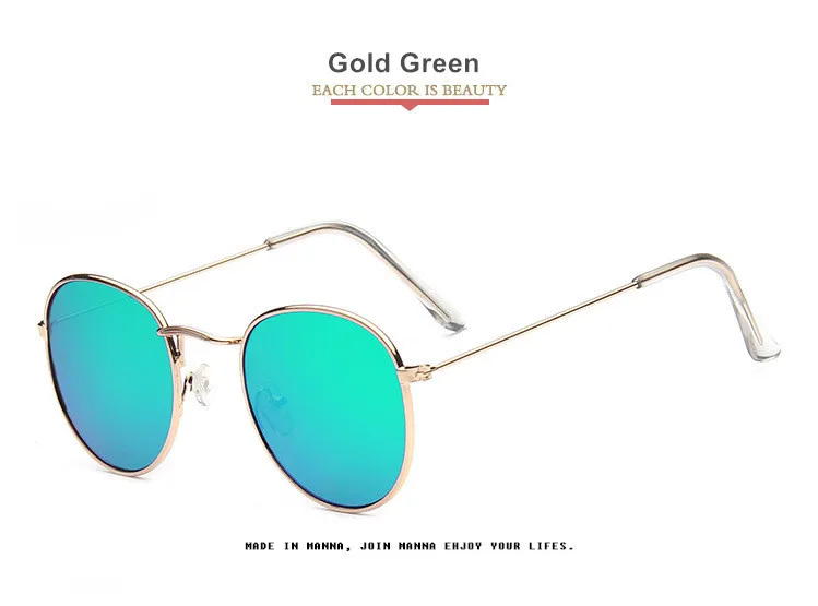 Oulylan круглые солнцезащитные очки в стиле ретро Для женщин Роскошные Брендовая Дизайнерская обувь сплав зеркало - Цвет линз: Gold Green