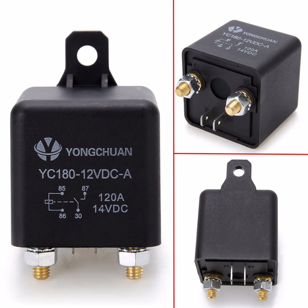 

1pc Black Automotive Car Truck Relays Heavy Duty Split Charge ON/OFF Relay Switch 4 Terminals 12V 120A Mayitr