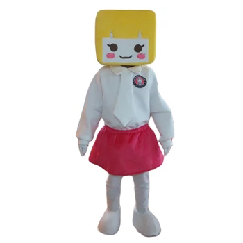 

POLYFOAM high quality costume the yellow hair cute girl mascot costumes for Halloween party