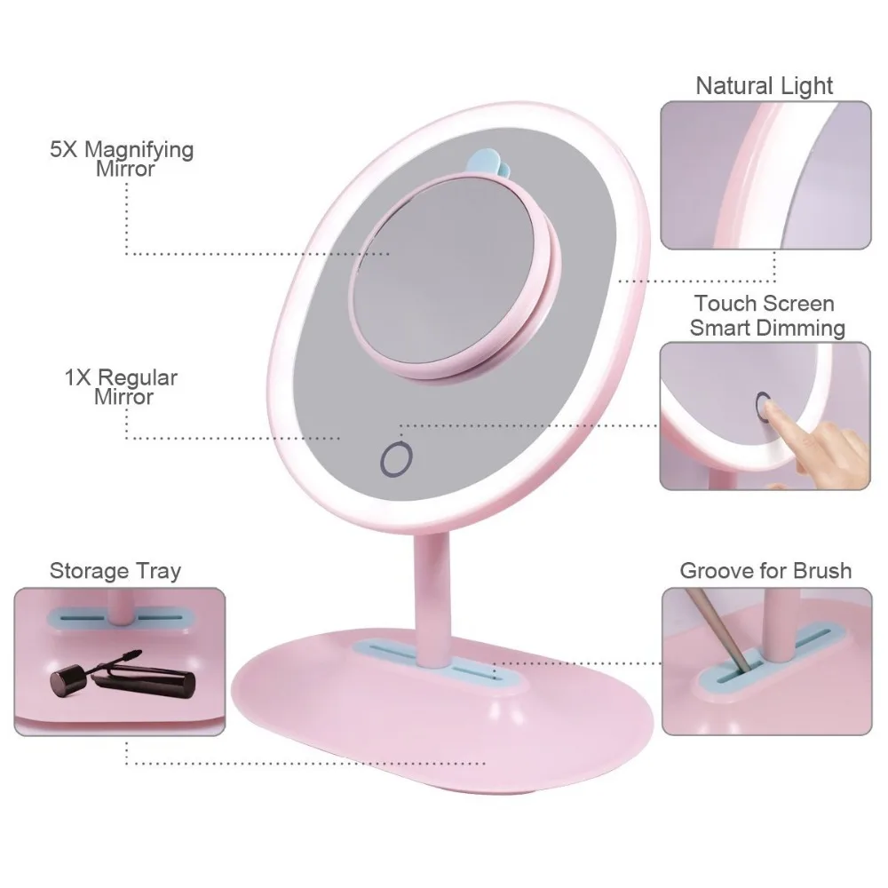 LED Touch Screen Vanity Mirror With LED Lights Professional Makeup