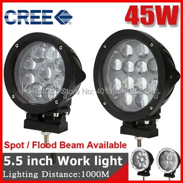 

DHL 2x 5.5" 45W CRE 9LED*5W Driving Work Light Offroad SUV ATV 4WD Spot /Flood Beam 3800lm 9-60V 1KM Distance Replace HID Head