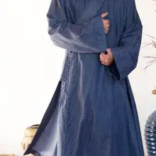 Унисекс Осень и весна синий буддизм хлопок и лен монашеские костюмы лежали халат для медитации платье кунг-фу форма для боевых искусств дзен платье
