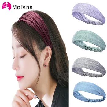 

Molans 2019 Solid Sport Headbands Anti-skid Yoga Running Bandage Sweat-absorbent Breathable 14.8cm Wide Women Headband Headpiece