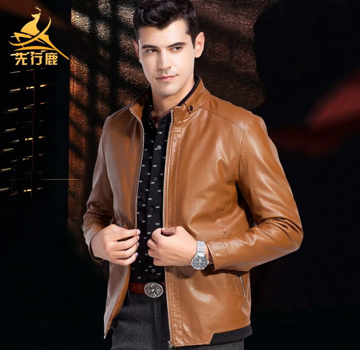 Cheap Leather Coats Men Winter Motorcycle Jacket Slim Fit PU Leather