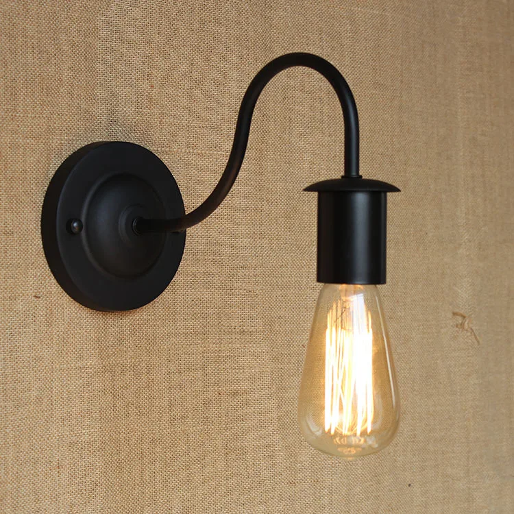 Modern Industrial Vintage Black Iron Edison font b bulb b font E27 Nordic Loft Style Curve
