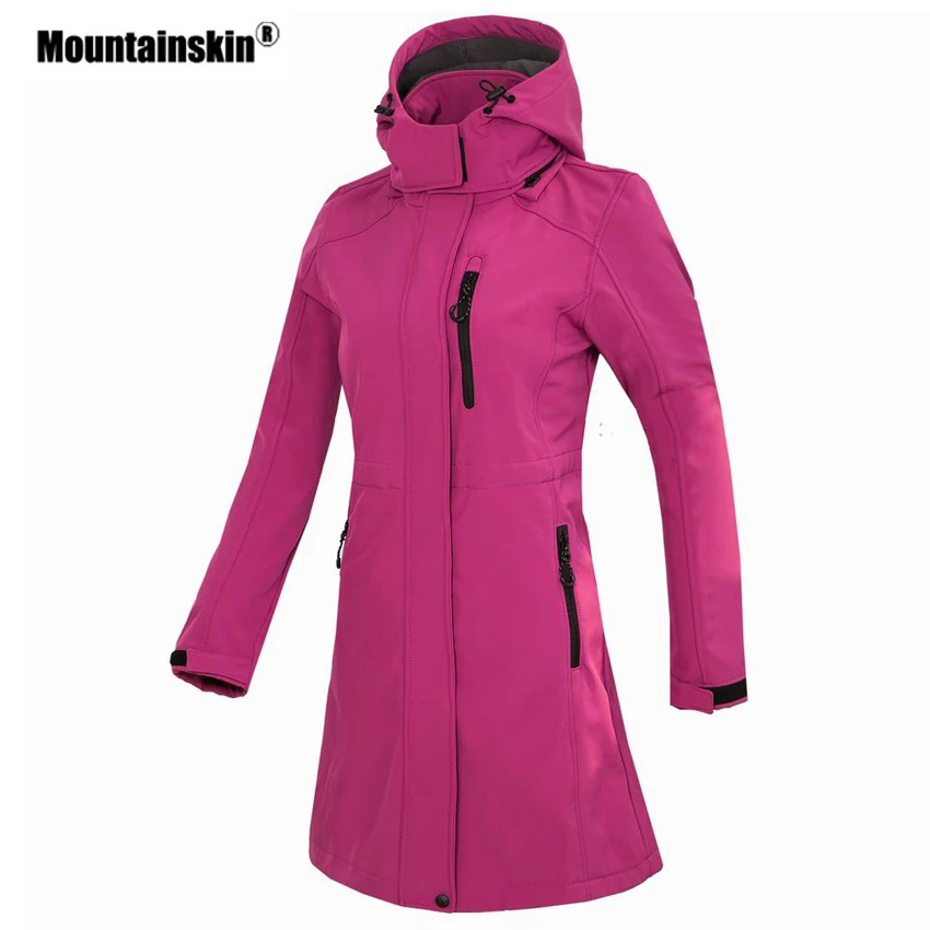 Mountainskin المرأة سوفتشيل الصوف طويل سترة في الهواء الطلق سترة واقية المشي التخييم الإرتحال تسلق الإناث العلامة التجارية معاطف VB076