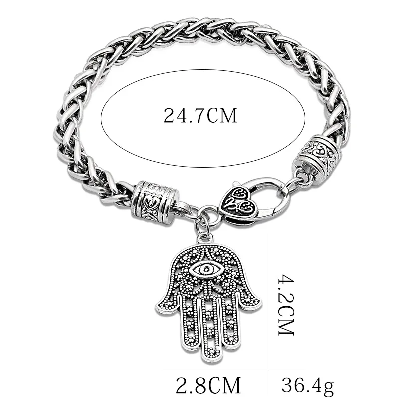 Модный ручной браслет Hamsa Fatima сглаза Пальма античный серебряный цвет сплав